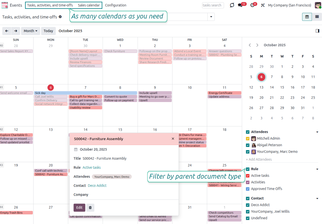 Odoo super calendar events