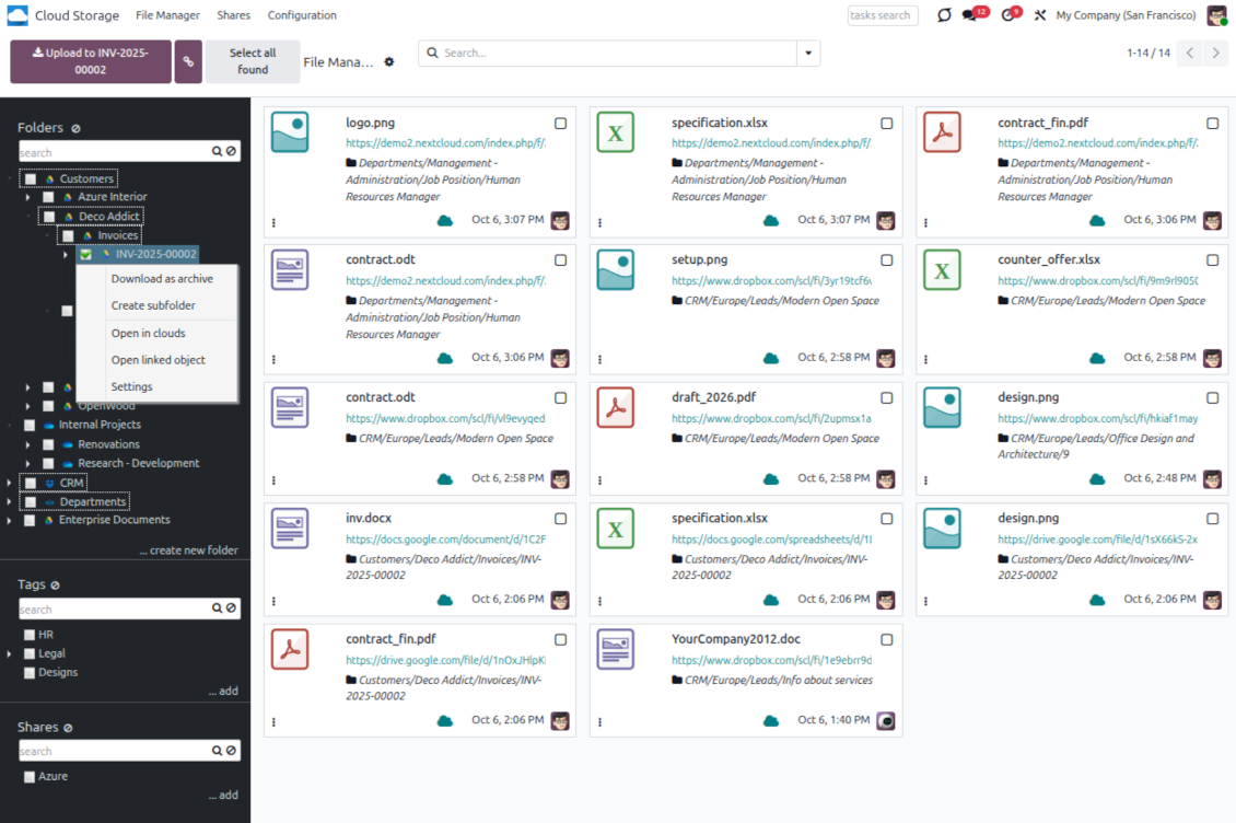Odoo attachments: DMS