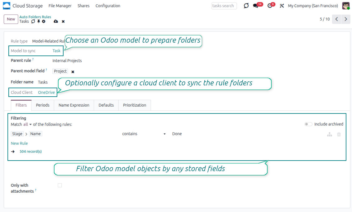 Configure to design folders based on Odoo objects