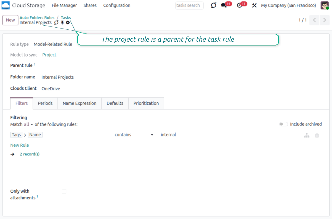 Parent rule form view