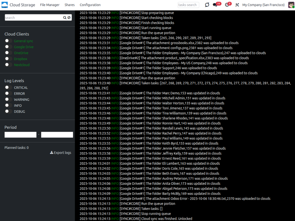 Sync queue and logs