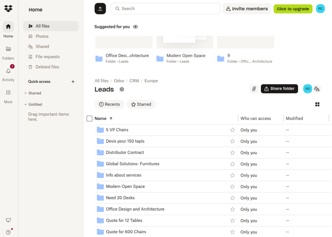 Odoo Dropbox sync
