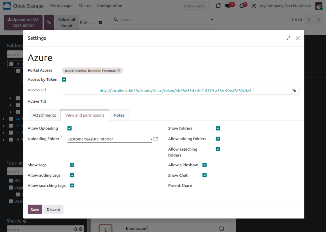 Share: permissions and view