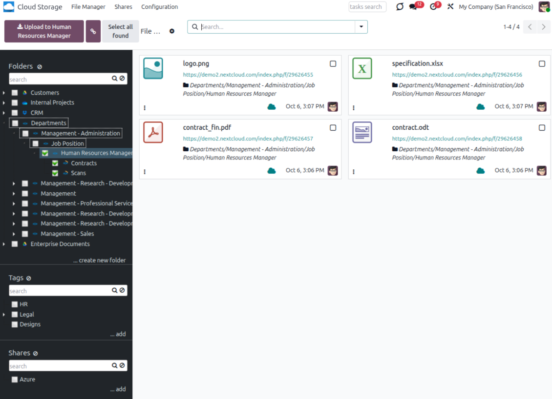 Synchronize Odoo folders with Nextcloud/ownCloud