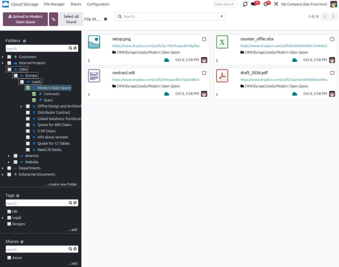 Synchronize Odoo folders with Dropbox