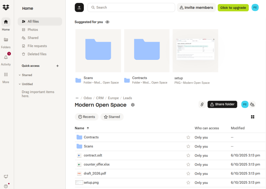 Document-related folder in Dropbox