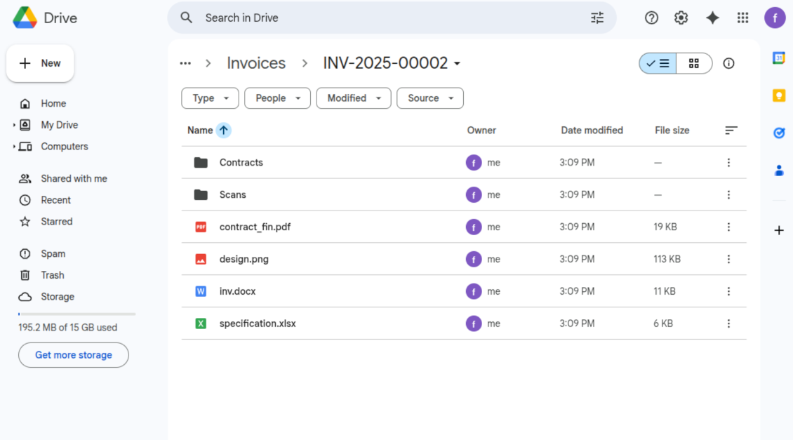 Document-related folder in Google Drive