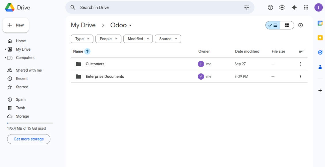 Odoo synced document management system
