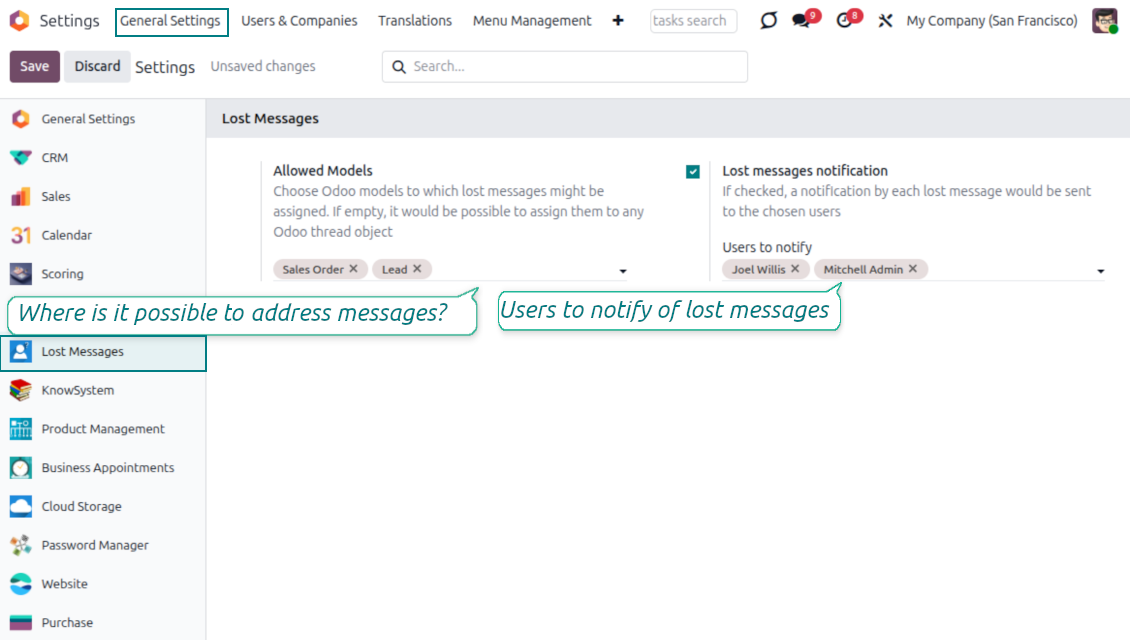 Odoo lost messages notification