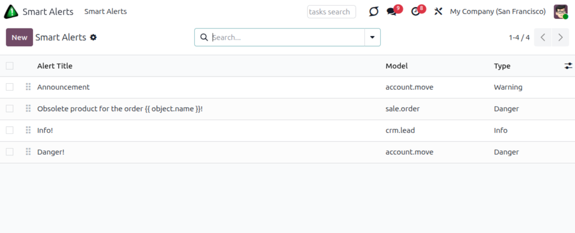 List of configurable Odoo warnings