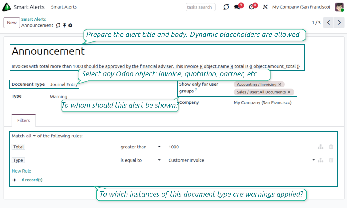 Invoices alerts