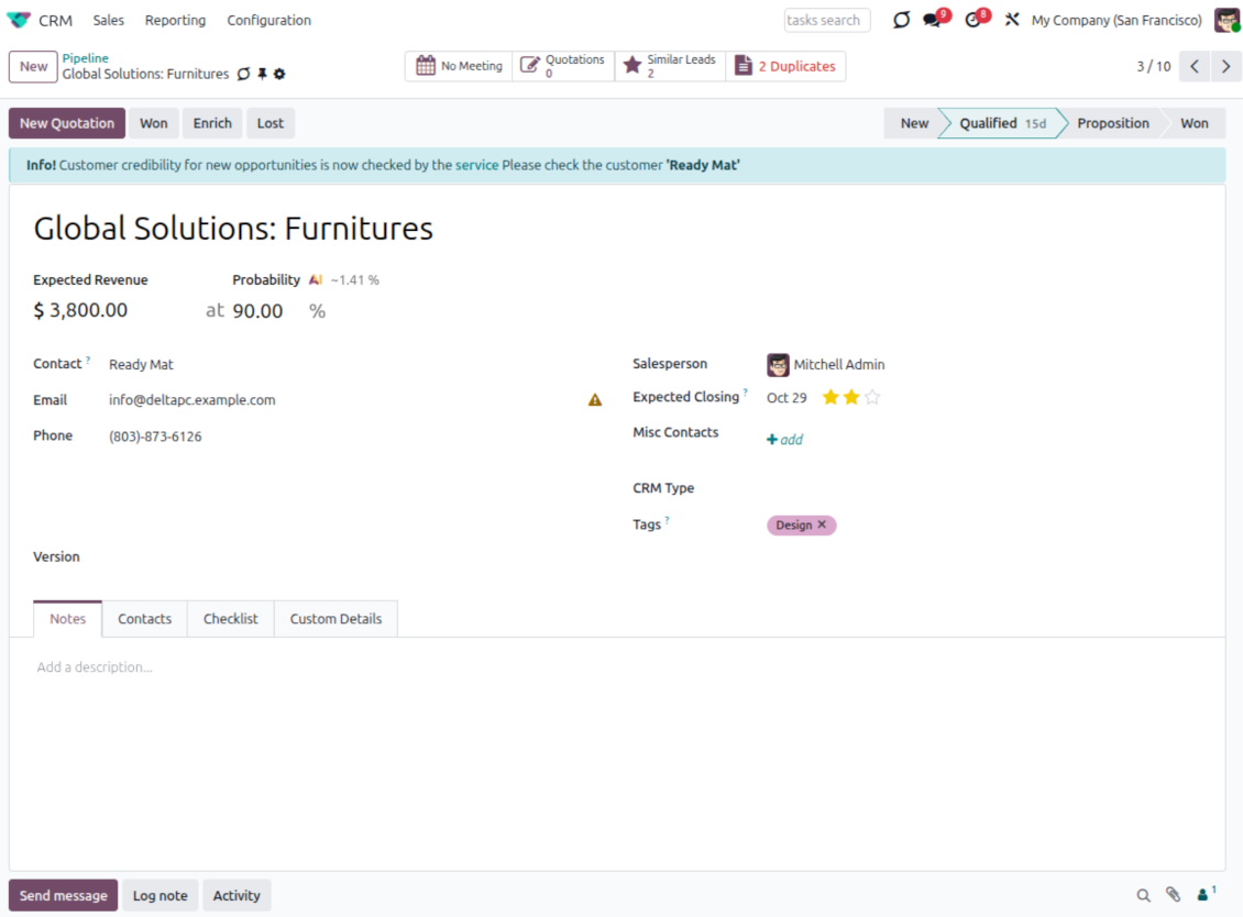CRM smart alarms
