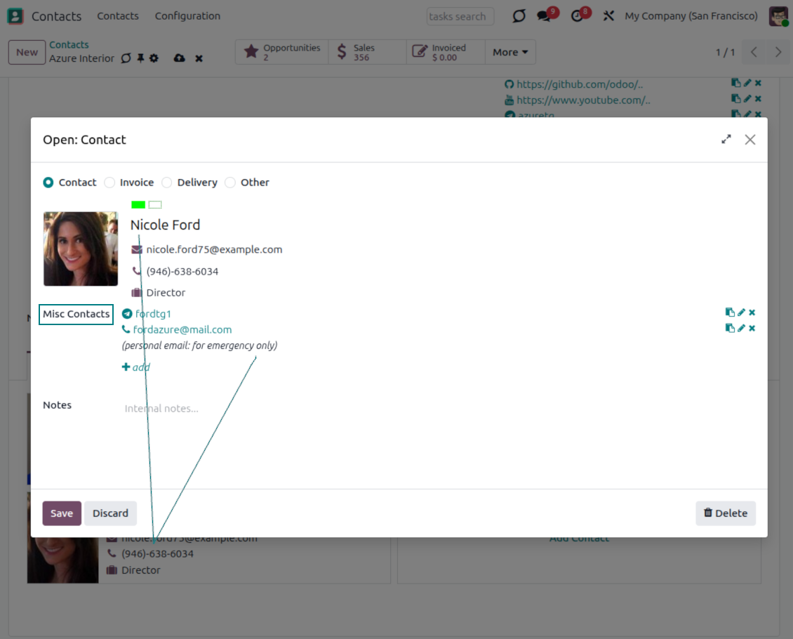 Multiple contact details for Odoo contacts