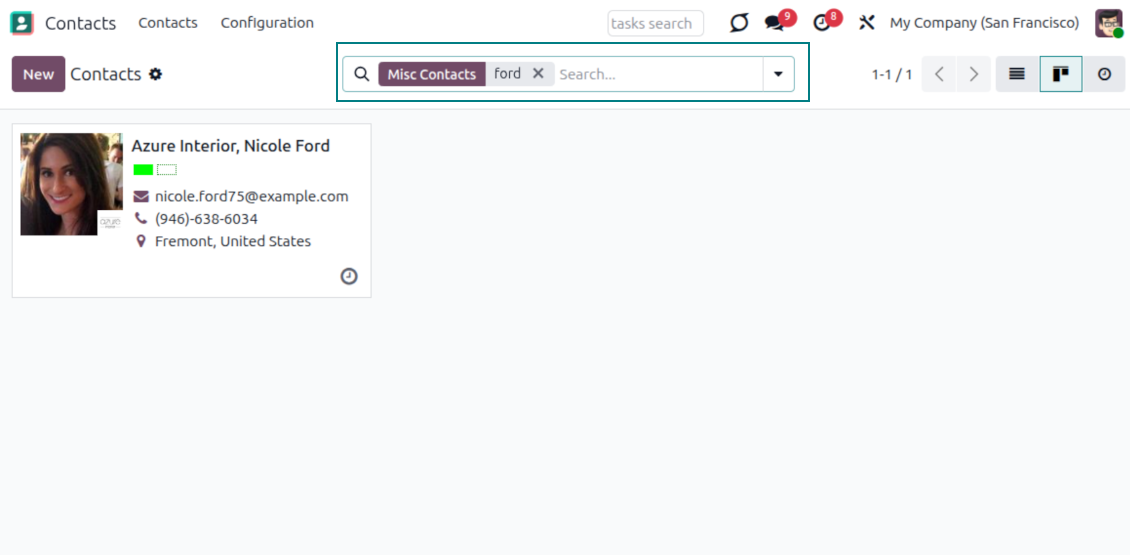 Search by misc contact data