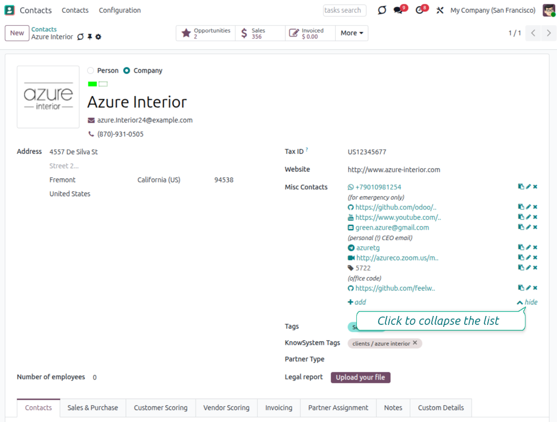 Contact data and preferences