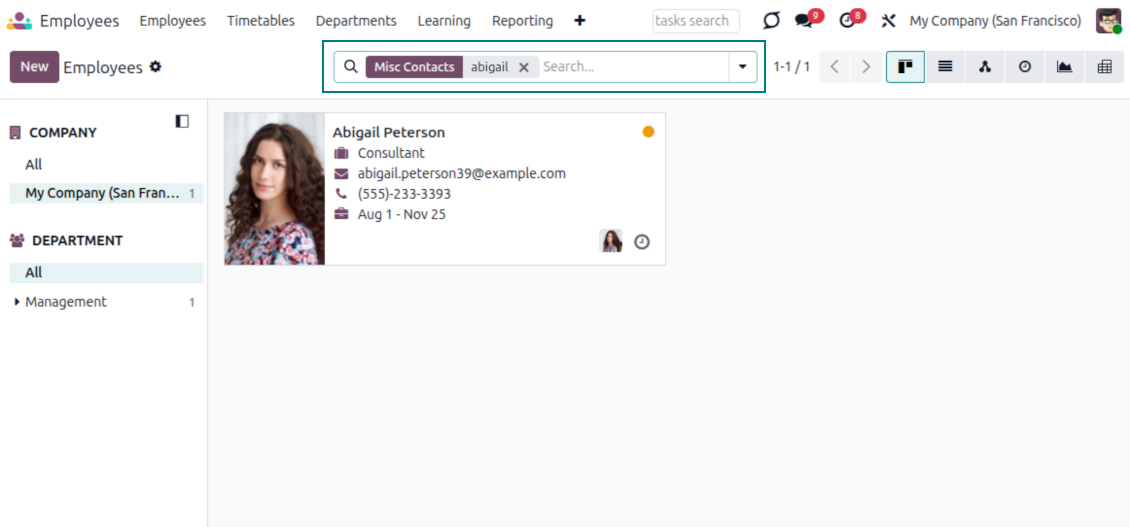 Search by misc contact data