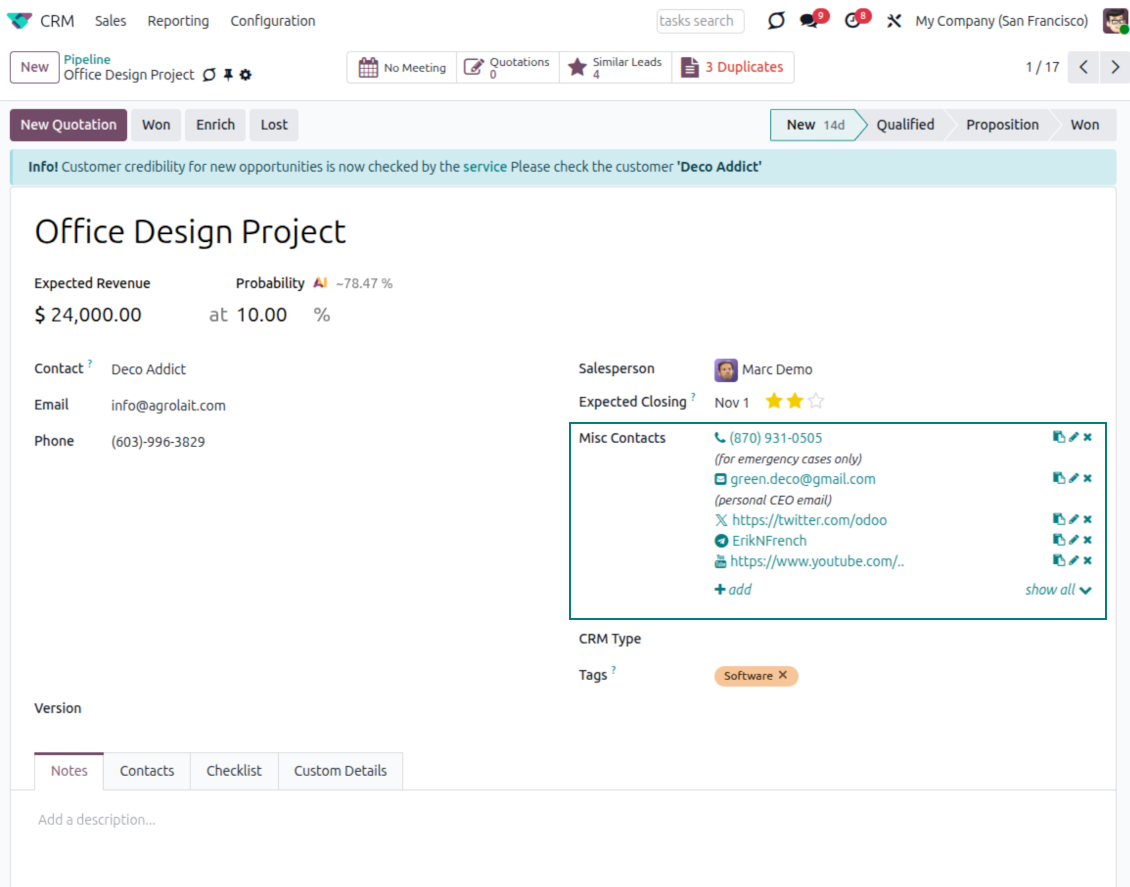 Odoo leads: full partner details widget