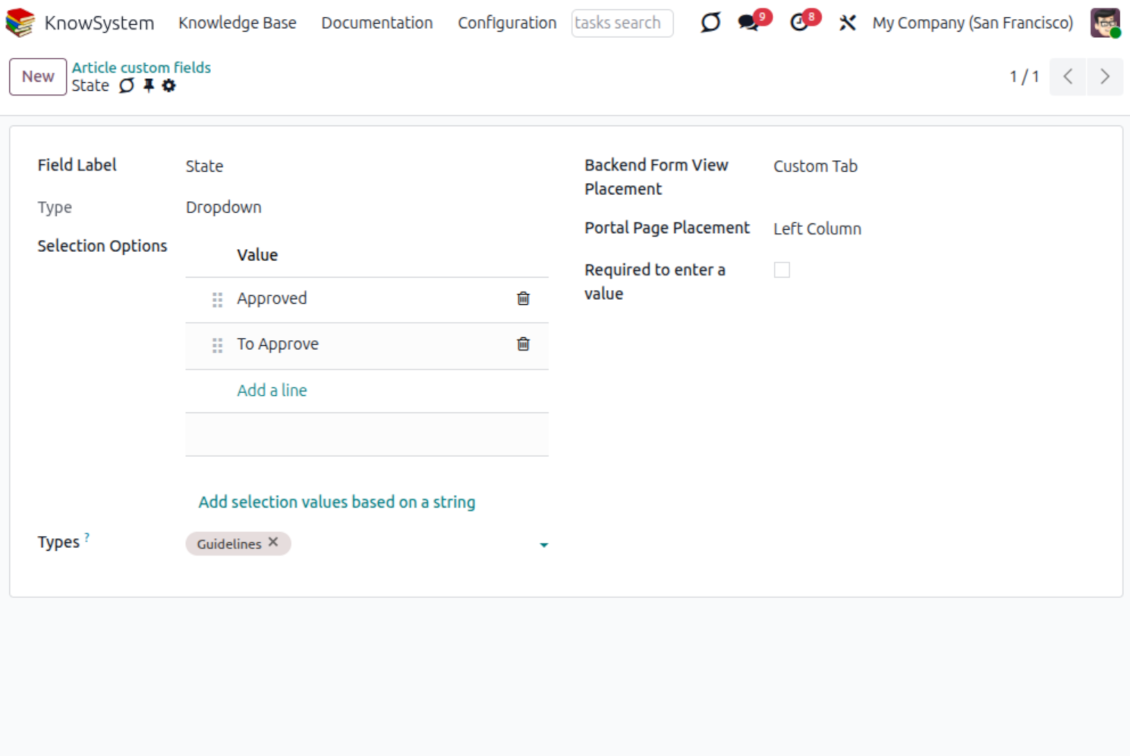 Custom KMS article fields