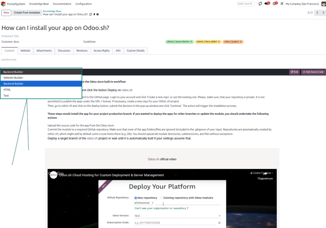 Customize knowledge articles content