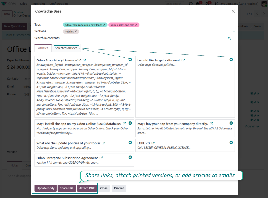 Odoo: KMS articles referencing