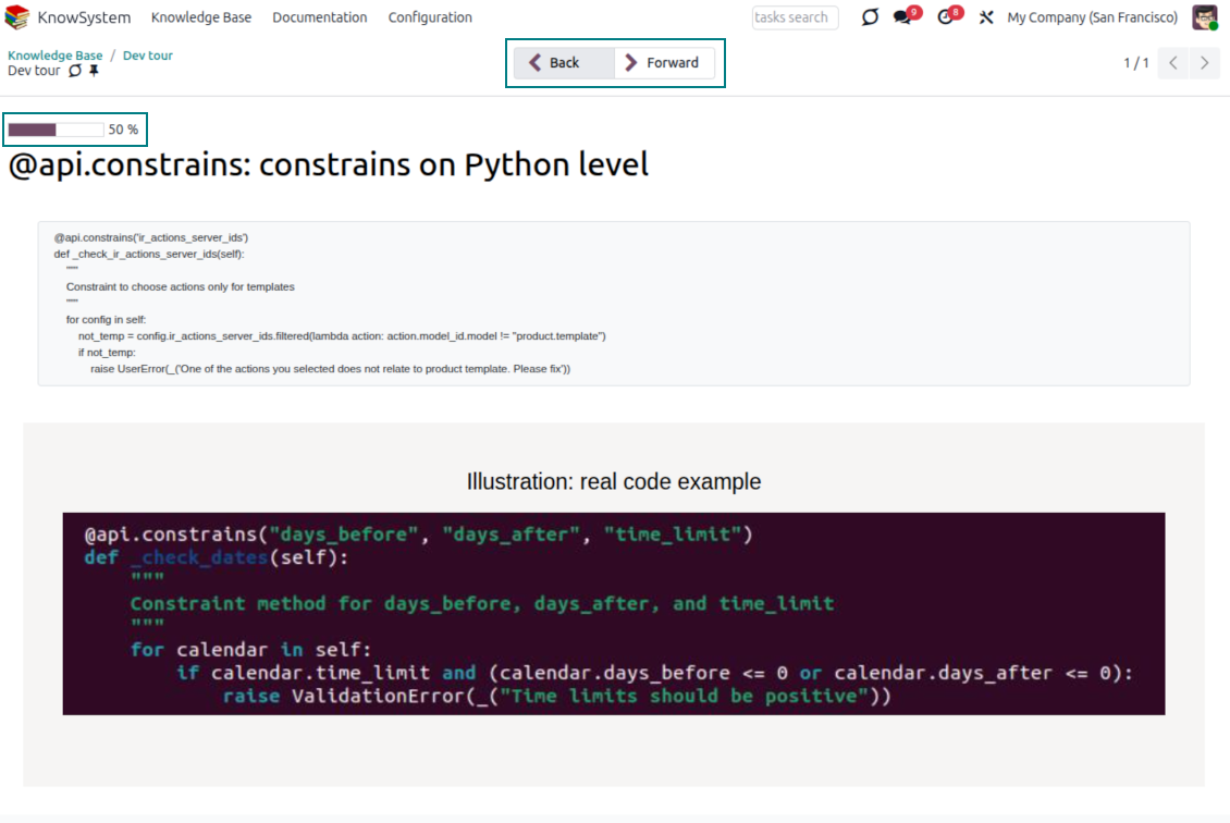 Configure Odoo learning tours