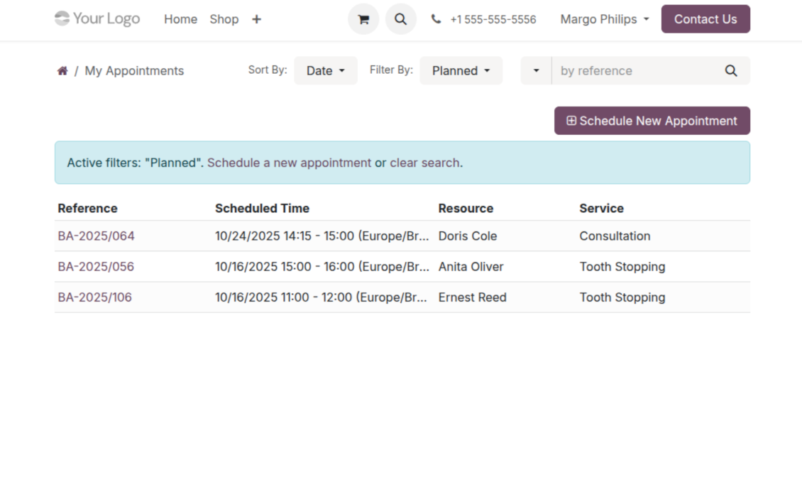 Portal control of reservations