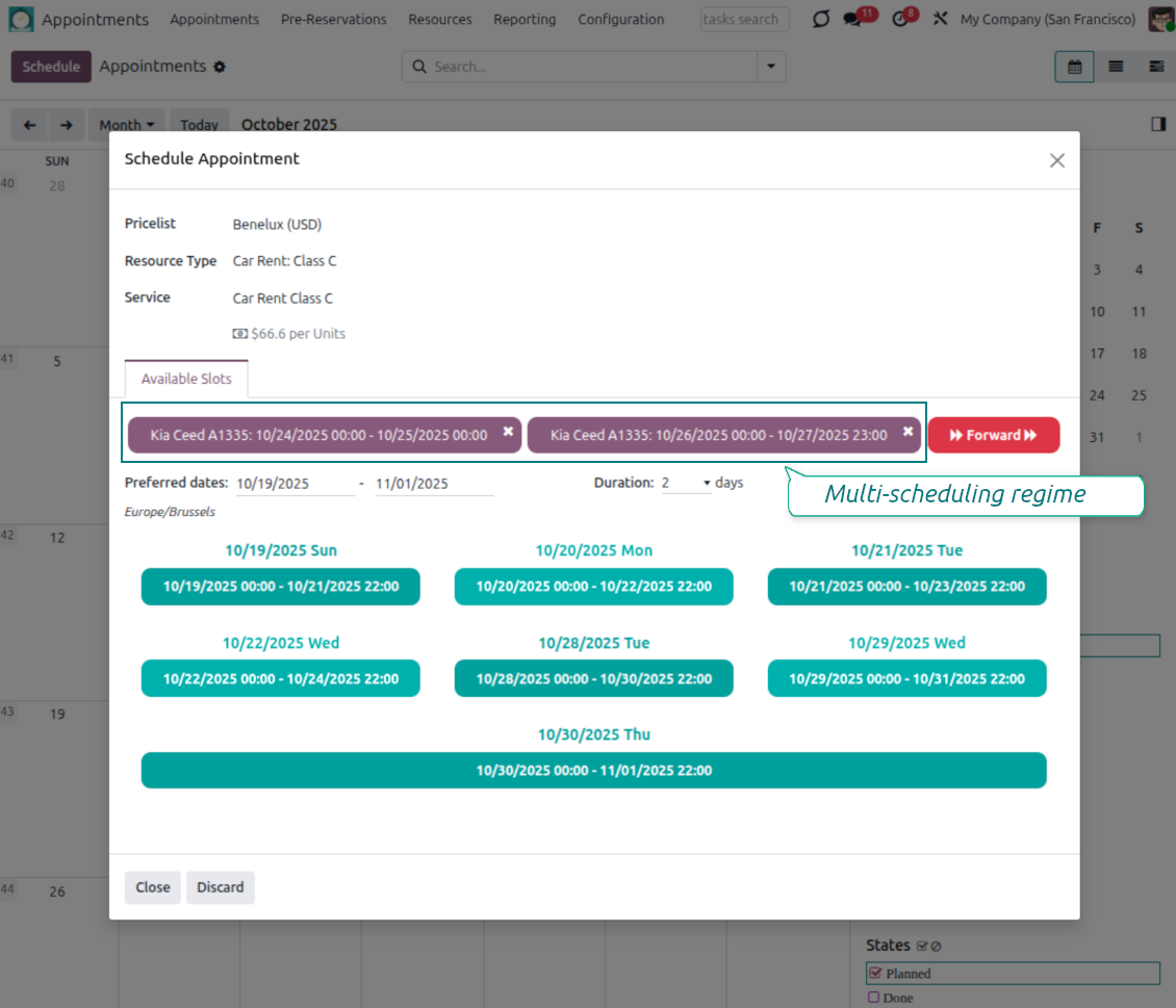 Appointment wizard: multi-scheduling