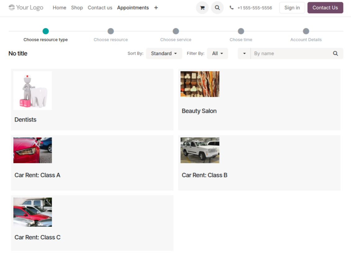 Website list of businesses for appointments