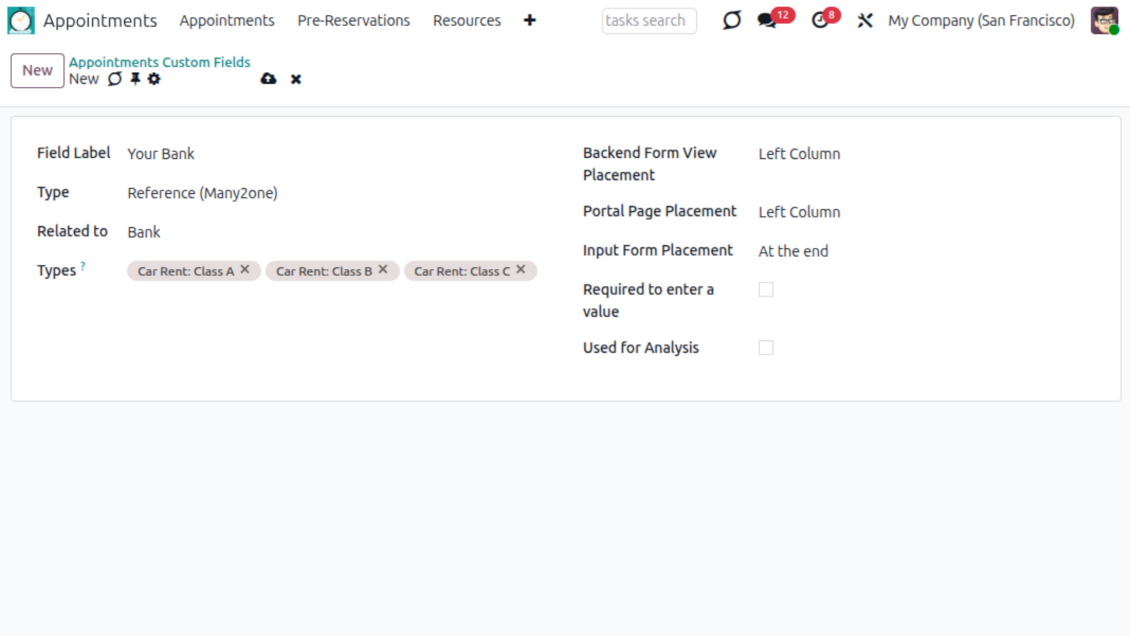 Appointment: a new custom field