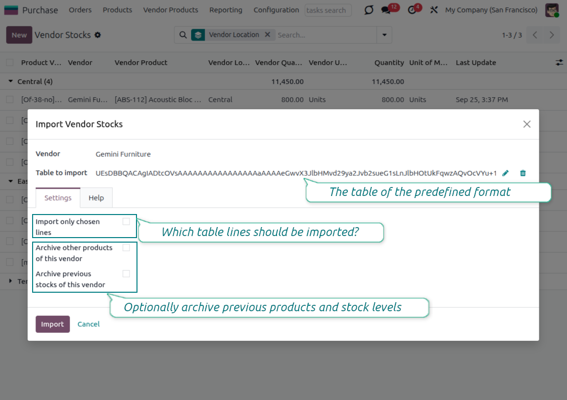 The wizard to import supplier products and stocks