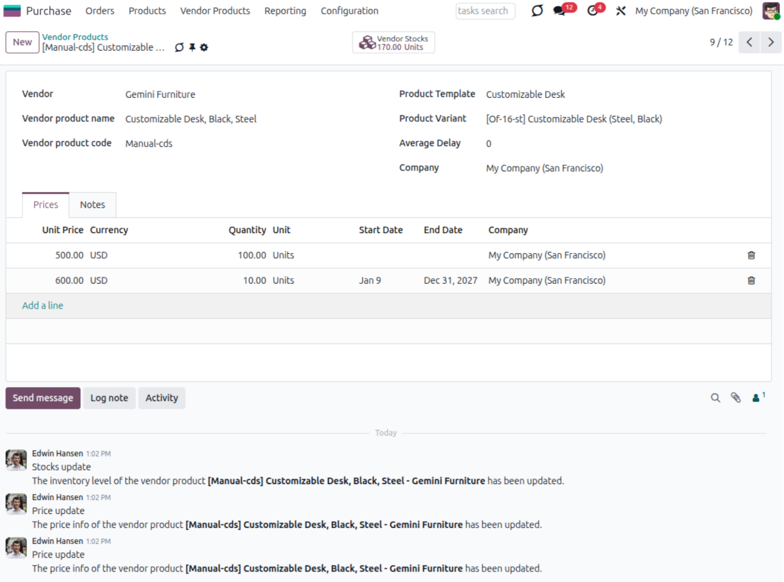 Supplier product in Odoo