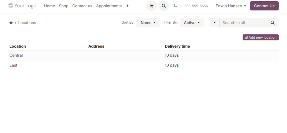 Vendor locations in Odoo's portal