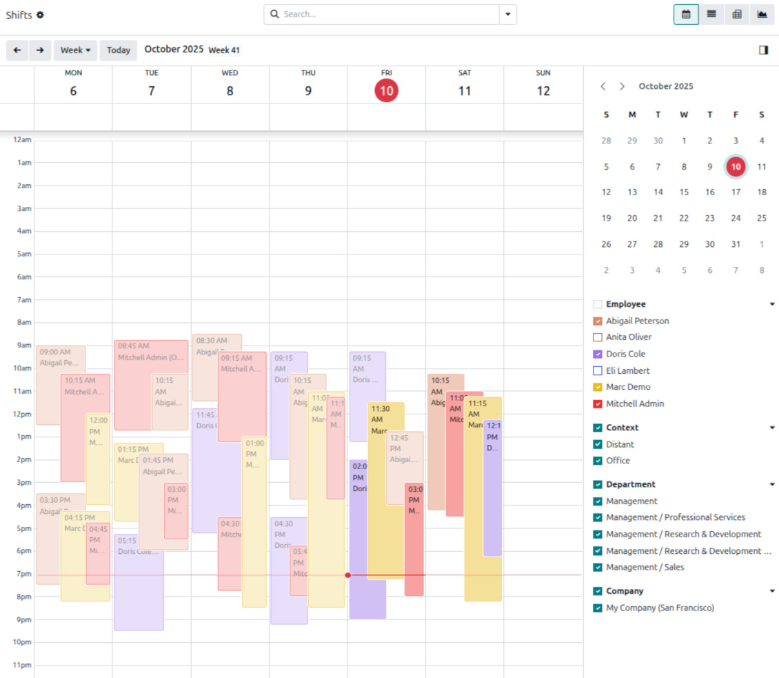 Odoo shift calendar
