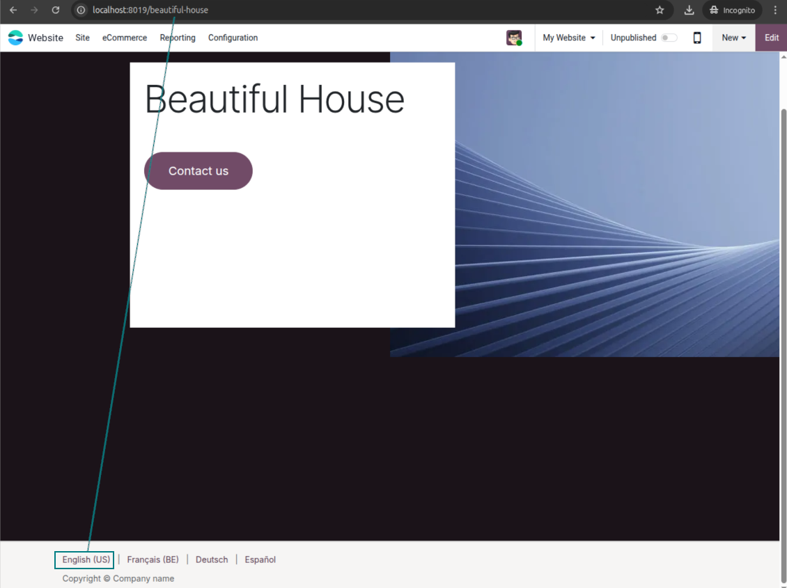 Odoo page link (default language)