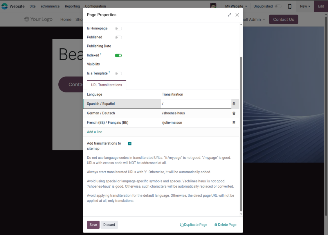 Translate Odoo website addresses in a few clicks