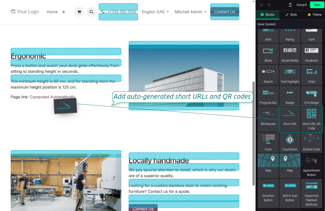 URL shortener: website snippet