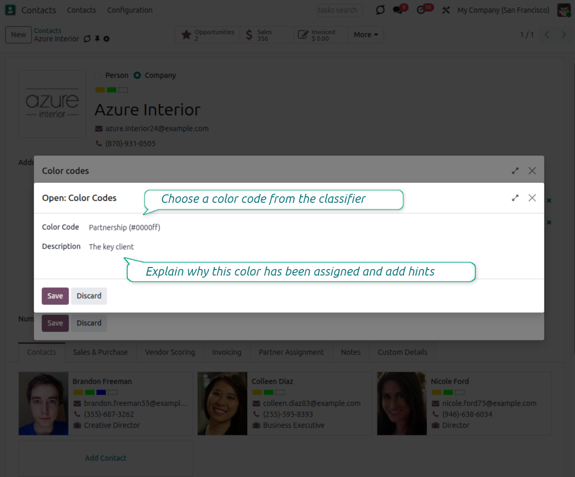 Color code: partner notes