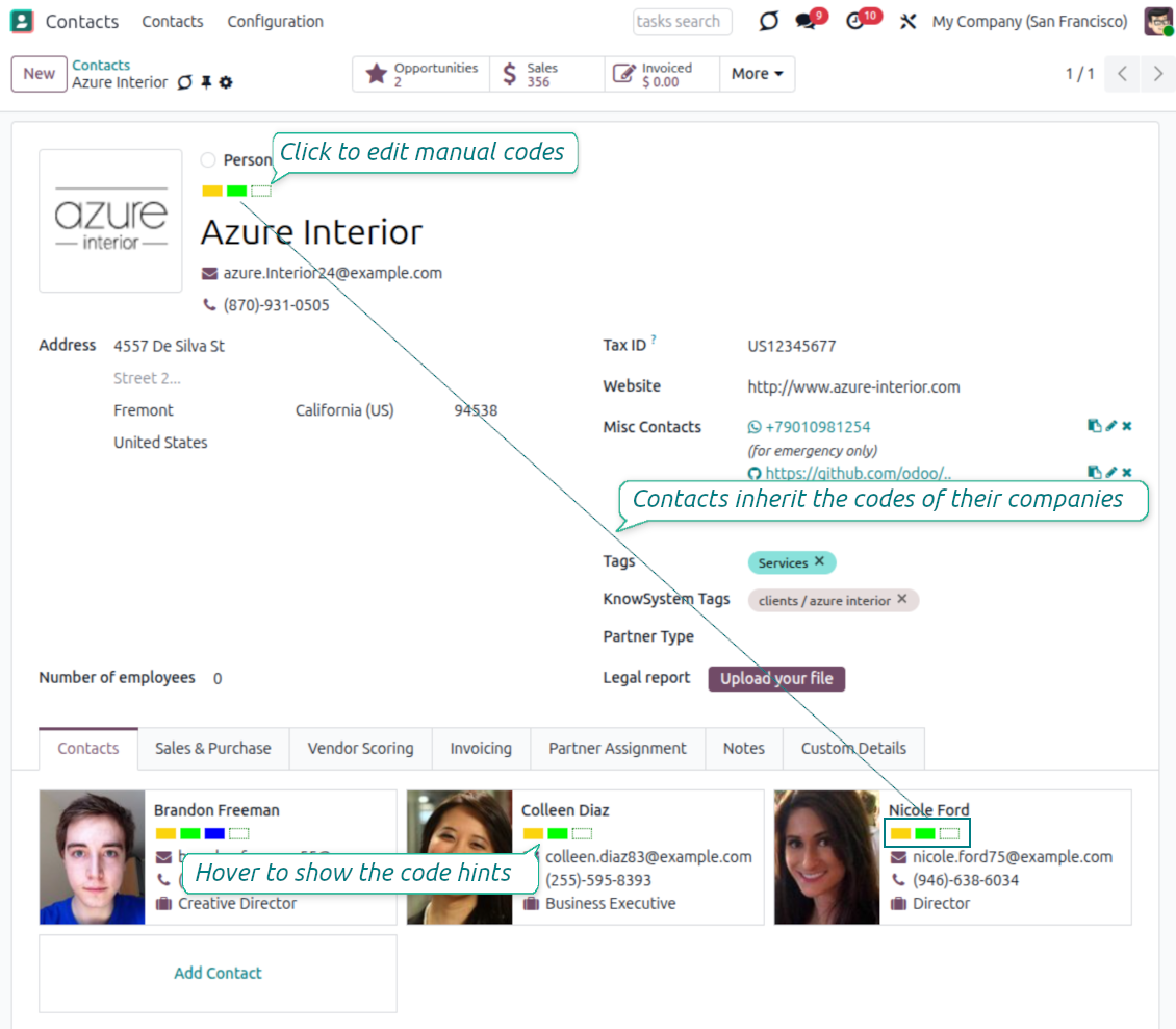 Odoo contact form: color boxes