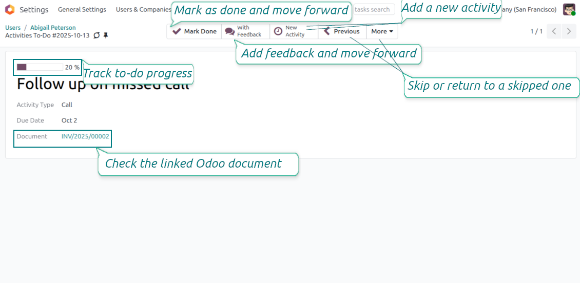 To-do activities interface