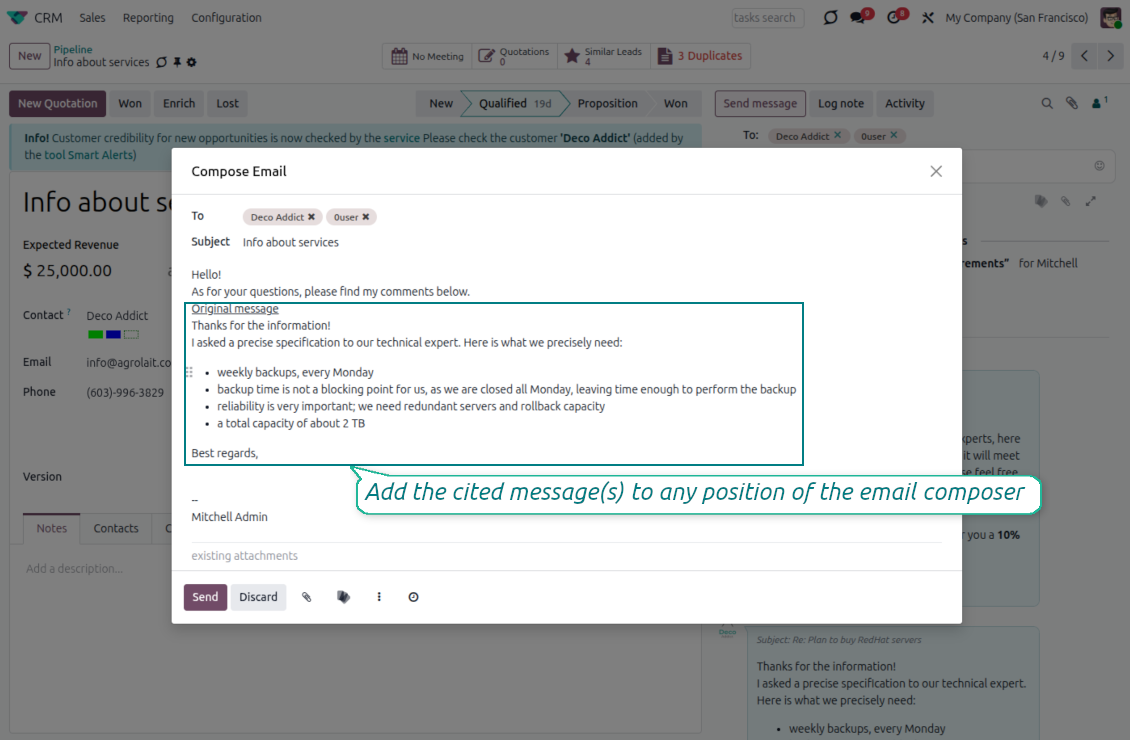 Historical messages referencing