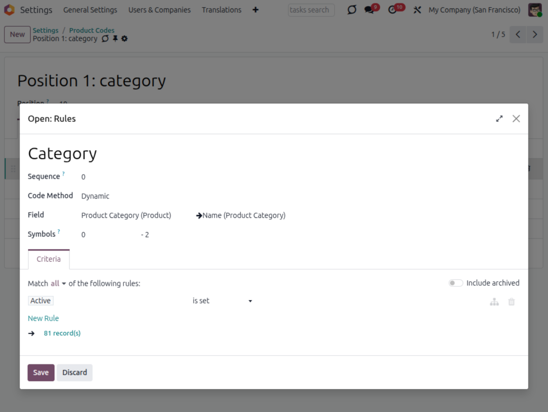 Product dynamic code example