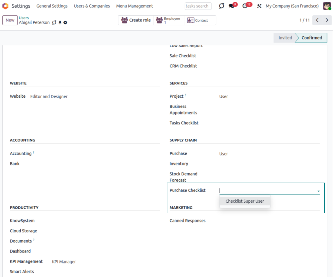 Purchase checklist super user
