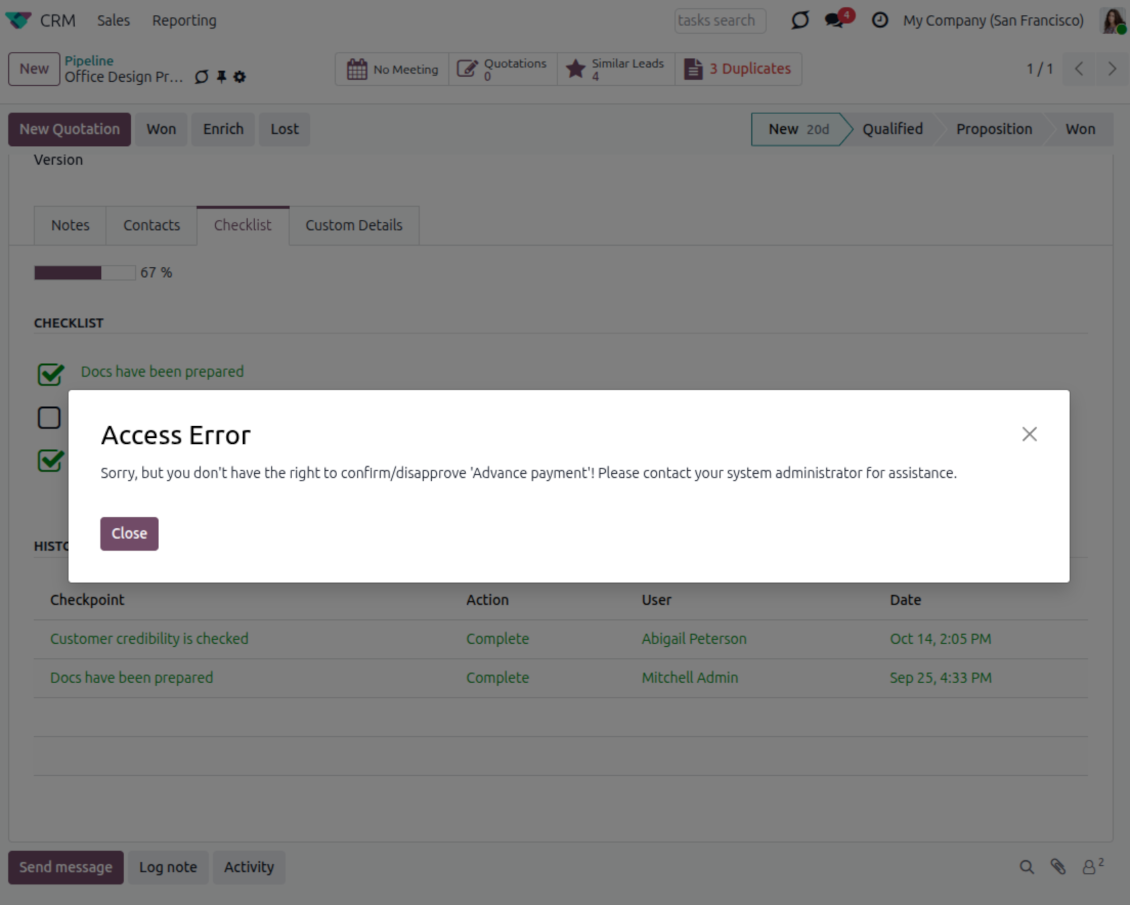 User groups per CRM checkpoint