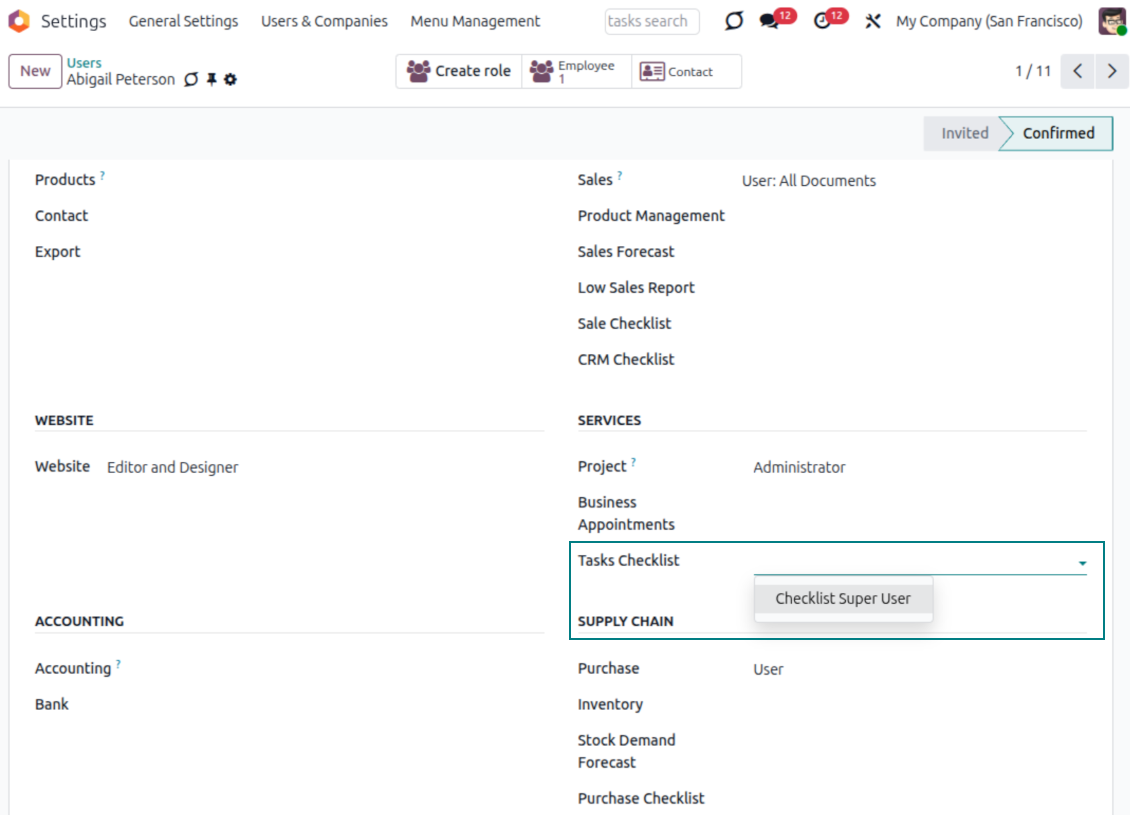 Task checklist super user