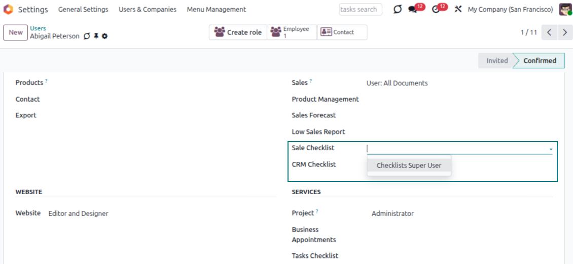 Sales checklist super user