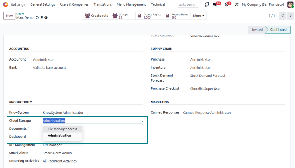 Odoo attachments: user access levels