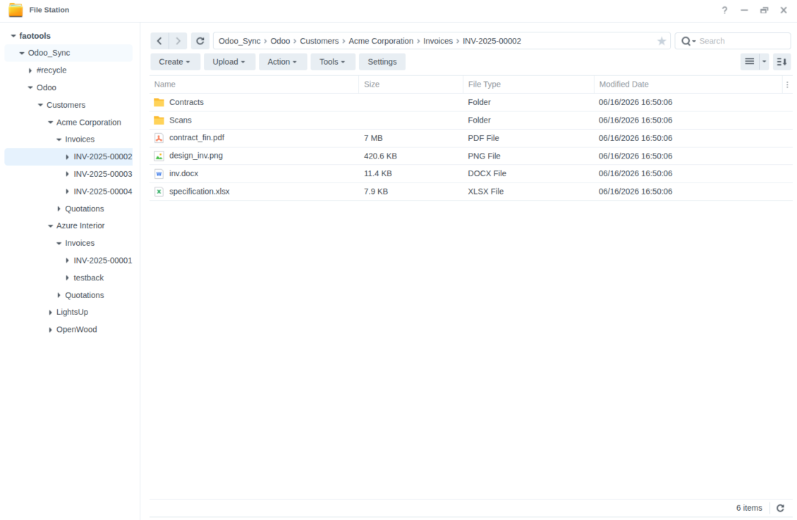 Odoo's root folder is in NAS