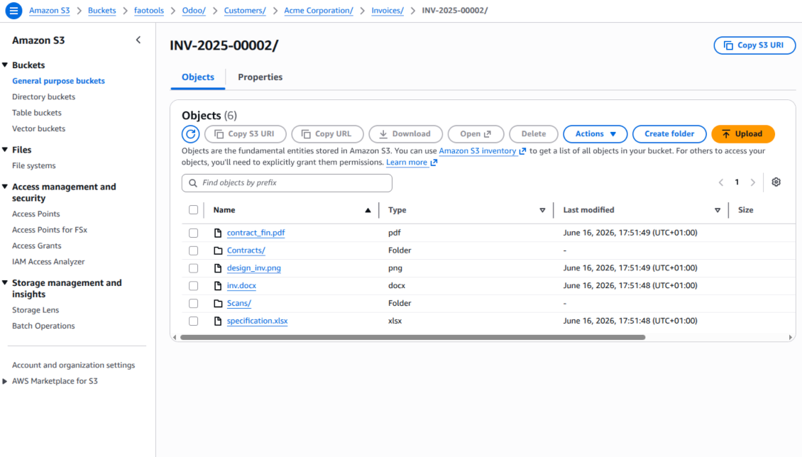 Document-related folder in Amazon buckets