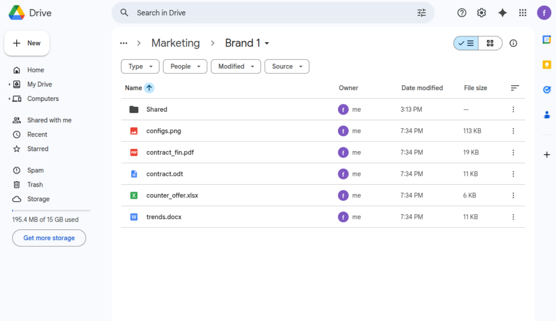 Workspace synced with the cloud client