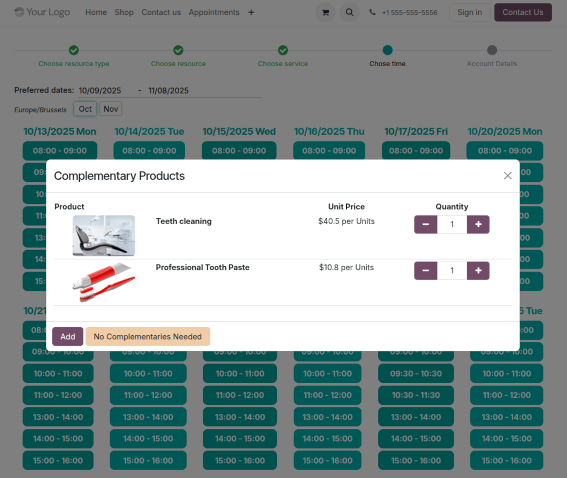 The website suggested products popup